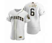 Men's Nike Pittsburgh Pirates #6 Starling Marte White 2020 Authentic Golden Edition Baseball Jersey