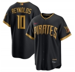 Men's Pittsburgh Pirates #10 Bryan Reynolds Black 2026 City Connect Stadium Stitched Stitched Baseball Jersey