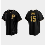 Men's Pittsburgh Pirates #15 Oneil Cruz Nike Black Alternate Team Logo Coolbase Jersey