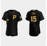 Mens Pittsburgh Pirates #15 Oneil Cruz Nike Black Alternate Team Logo P FlexBase Player Jersey