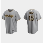 Mens Pittsburgh Pirates #15 Oneil Cruz Nike Gray Road CoolBase Jersey
