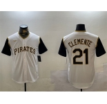 Men's Pittsburgh Pirates #21 Roberto Clemente White Cool Base Stitched Jersey