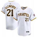 Men's Pittsburgh Pirates #21 Roberto Clemente White Home Limited Baseball Stitched Jersey