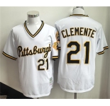 Men's Pittsburgh Pirates #21 Roberto Clemente White Stitched Baseball Jersey