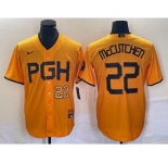 Men's Pittsburgh Pirates #22 Andrew McCutchen Number Gold 2023 City Connect Stitched Jersey