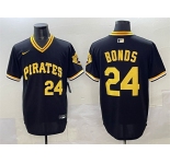 Men's Pittsburgh Pirates #24 Barry Bonds Black With Patch Cool Base Stitched Baseball Jersey
