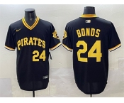 Men's Pittsburgh Pirates #24 Barry Bonds Black With Patch Cool Base Stitched Baseball Jersey