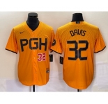 Men's Pittsburgh Pirates #32 Henry Davis Number Yellow 2023 City Connect Stitched Jersey1