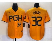 Men's Pittsburgh Pirates #32 Henry Davis Number Yellow 2023 City Connect Stitched Jersey2
