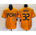Men's Pittsburgh Pirates #32 Henry Davis Number Yellow 2023 City Connect Stitched Jersey