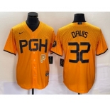 Men's Pittsburgh Pirates #32 Henry Davis Yellow 2023 City Connect Stitched Jersey1