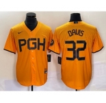 Men's Pittsburgh Pirates #32 Henry Davis Yellow 2023 City Connect Stitched Jersey