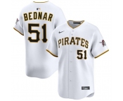 Men's Pittsburgh Pirates #51 David Bednar White 2025 Home Limited Stitched Baseball Jersey