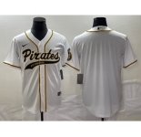 Men's Pittsburgh Pirates Blank White Cool Base Stitched Baseball Jersey