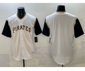 Men's Pittsburgh Pirates Blank White Cool Base Stitched Jersey
