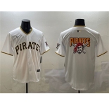 Men's Pittsburgh Pirates Team Big Logo White Home Limited Stitched Baseball Jersey