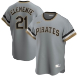 Pittsburgh Pirates #21 Roberto Clemente Nike Road Cooperstown Collection Player MLB Jersey Gray