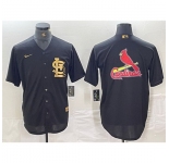 Men St Louis Cardinals Black Team Big Logo Cool Base Stitched Jersey 2