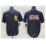 Men St Louis Cardinals Black Team Big Logo Cool Base Stitched Jersey