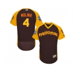 Men's Majestic St. Louis Cardinals #4 Yadier Molina Brown 2016 All-Star National League BP Authentic Collection Flex Base MLB Jersey