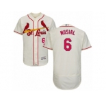 Men's Majestic St. Louis Cardinals #6 Stan Musial Cream Flexbase Authentic Collection MLB Jersey