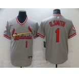 Men's Nike St. Louis Cardinals #1 Ozzie Smith Grey Retro Baseball Jersey