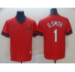 Men's Nike St. Louis Cardinals #1 Ozzie Smith Red M&N MLB Jersey