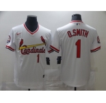 Men's Nike St. Louis Cardinals #1 Ozzie Smith White Retro Baseball Jersey