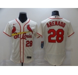 Men's Nike St. Louis Cardinals #28 Nolan Arenado Cream Flex Base Home Stitched Baseball Jersey