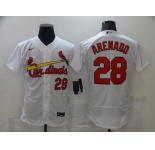 Men's Nike St. Louis Cardinals #28 Nolan Arenado White Flex Base Home Stitched Baseball Jersey
