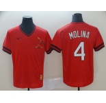Men's Nike St. Louis Cardinals #4 Yadier Molina Red M&N MLB Jersey