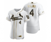 Men's Nike St. Louis Cardinals #4 Yadier Molina White 2020 Authentic Golden Edition Baseball Jersey