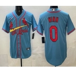 Men's St Louis Cardinals #0 Masyn Winn Blue Cool Base Jersey