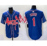 Men's St. Louis Cardinals #1 Ozzie Smith Royal Independence Day Vapor Premier Limited Stitched Baseball Jersey