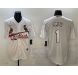 Men's St. Louis Cardinals #1 Ozzie Smith White Cool Base Stitched Baseball Jersey