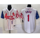Men's St. Louis Cardinals #1 Ozzie Smith White Independence Day Vapor Premier Limited Stitched Baseball Jersey