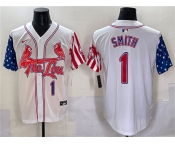 Men's St. Louis Cardinals #1 Ozzie Smith White Independence Day Vapor Premier Limited Stitched Baseball Jersey