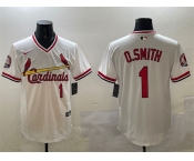 Men's St. Louis Cardinals #1 Ozzie Smith White With Patch Stitched Baseball Jersey