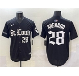 Men's St. Louis Cardinals #28 Nolan Arenado Black 'Gothic Legacy Edition' Vapor Premier Limited Stitched Baseball Jersey