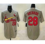 Men's St Louis Cardinals #28 Nolan Arenado Number Grey Stitched Cool Base Nike Jersey