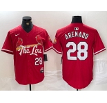 Men's St. Louis Cardinals #28 Nolan Arenado Red 2024 City Connect Limited Stitched Baseball Jersey