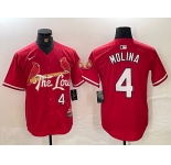 Men's St Louis Cardinals #4 Yadier Molina Red 2024 City Connect Limited Stitched Baseball Jersey