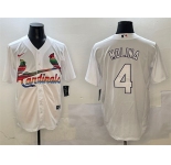 Men's St. Louis Cardinals #4 Yadier Molina White Cool Base Stitched Baseball Jersey