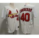 Men's St Louis Cardinals #40 Willson Contreras White Stitched MLB Flex Base Nike Jersey