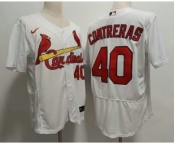 Men's St Louis Cardinals #40 Willson Contreras White Stitched MLB Flex Base Nike Jersey