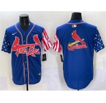 Men's St. Louis Cardinals Team Big Logo Royal Independence Day Vapor Premier Limited Stitched Baseball Jersey