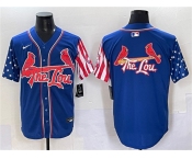 Men's St. Louis Cardinals Team Big Logo Royal Independence Day Vapor Premier Limited Stitched Baseball Jerseys