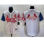 Men's St. Louis Cardinals Team Big Logo White Independence Day Vapor Premier Limited Stitched Baseball Jersey