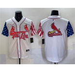 Men's St. Louis Cardinals Team Big Logo White Independence Day Vapor Premier Limited Stitched Baseball Jerseys