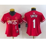 Women's St Louis Cardinals #1 Ozzie Smith Red 2024 City Connect Limited Stitched Baseball Jersey